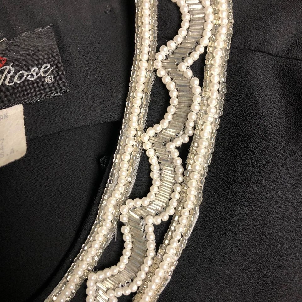 David Rose Two Piece Skirt Dress Vintage Womens Size 18W Black Beaded Neckline - Image 3 of 4