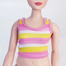 Barbie Doll Fashion Clothing ~ Pink Yellow Stripe Tank Top For Curvy Doll
