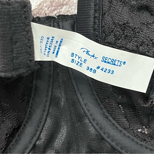 36B Playtex Secrets Bra Black Lace Underwire Vintage 90s Y2K 4233 Lot of 2 - Picture 2 of 5