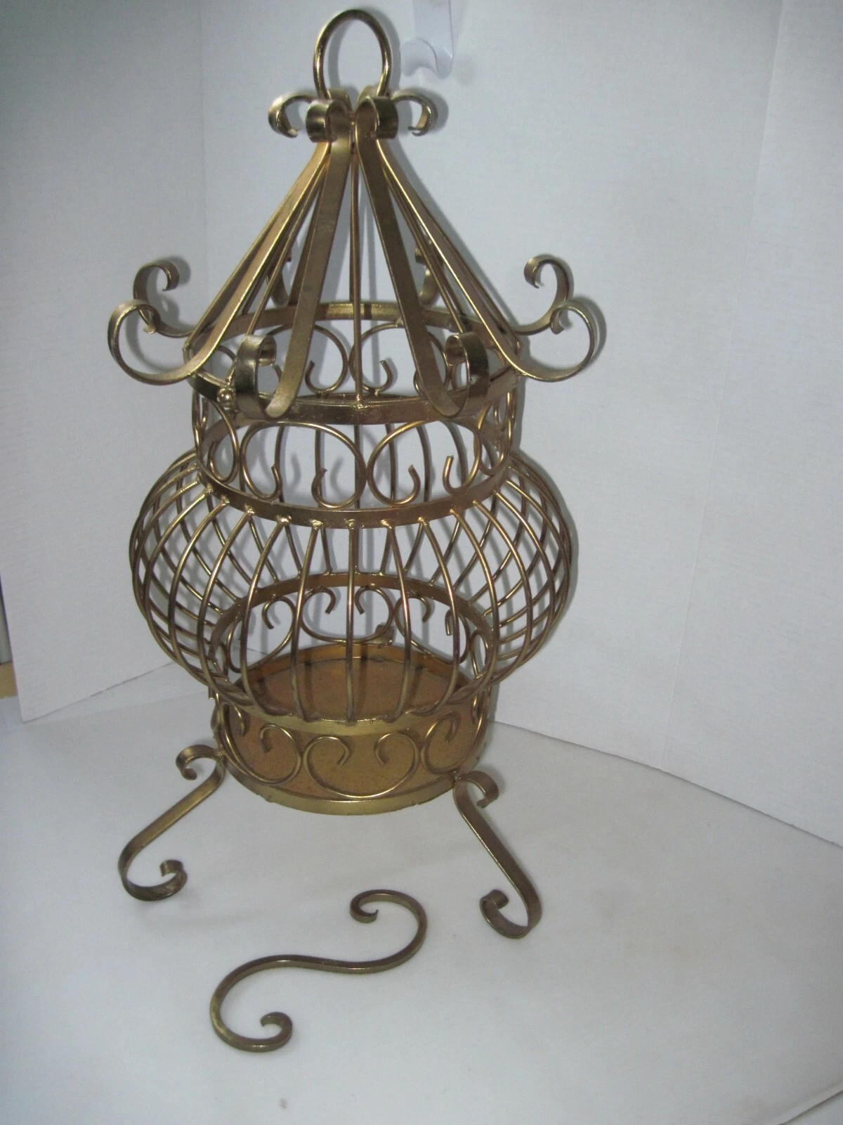 Antique Metal Bird Cage Victorian Style Ornate Decorative Accessory
