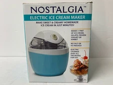 Nostalgia Electric Ice Cream Maker Blue 1-Pint - New