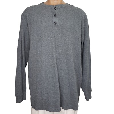 LL Bean Mini Waffle Henley XXLT Traditional Fit L/S Red Cotton