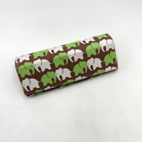 California Accessories Hardshell Eyeglass Case Elephant Print Green/White/Brown