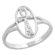 Sterling Silver High Polished Ankh Cross Ring  