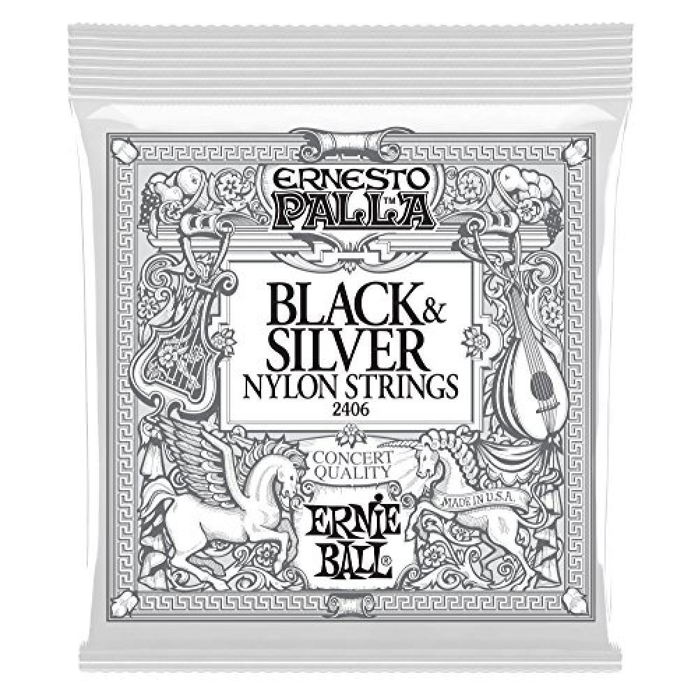 Ernie Ball Ernesto Palla Cordes de guitare classiques en nylon noir et argent -
