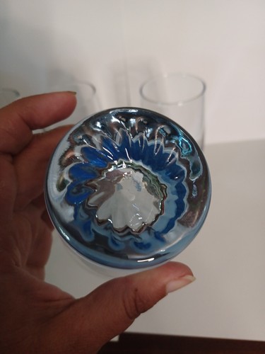 Klare blaue Gläser (5) Kühler Trinkgläser gedrehter Fuß flacher Boden 5 Zoll - Bild 3 von 4