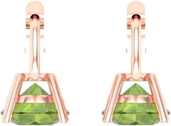 1.70 Carats Natural Peridot Gemstone Drop Dangle Earrings Solid 14k Rose Gold - Image 4 of 4