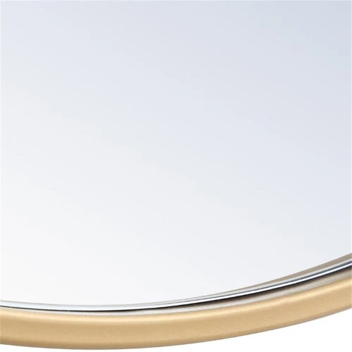 Elegant Decor Rowan 24" Round Metal Frame Hooked Mirror in Brass - Picture 8 of 9