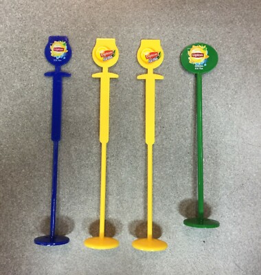 4 OFFIZIELLE PVC-TOUCHHALTER GELB GRÜN BLAU FÜR GETRÄNK THE LIPTON ICE TEA SELTEN