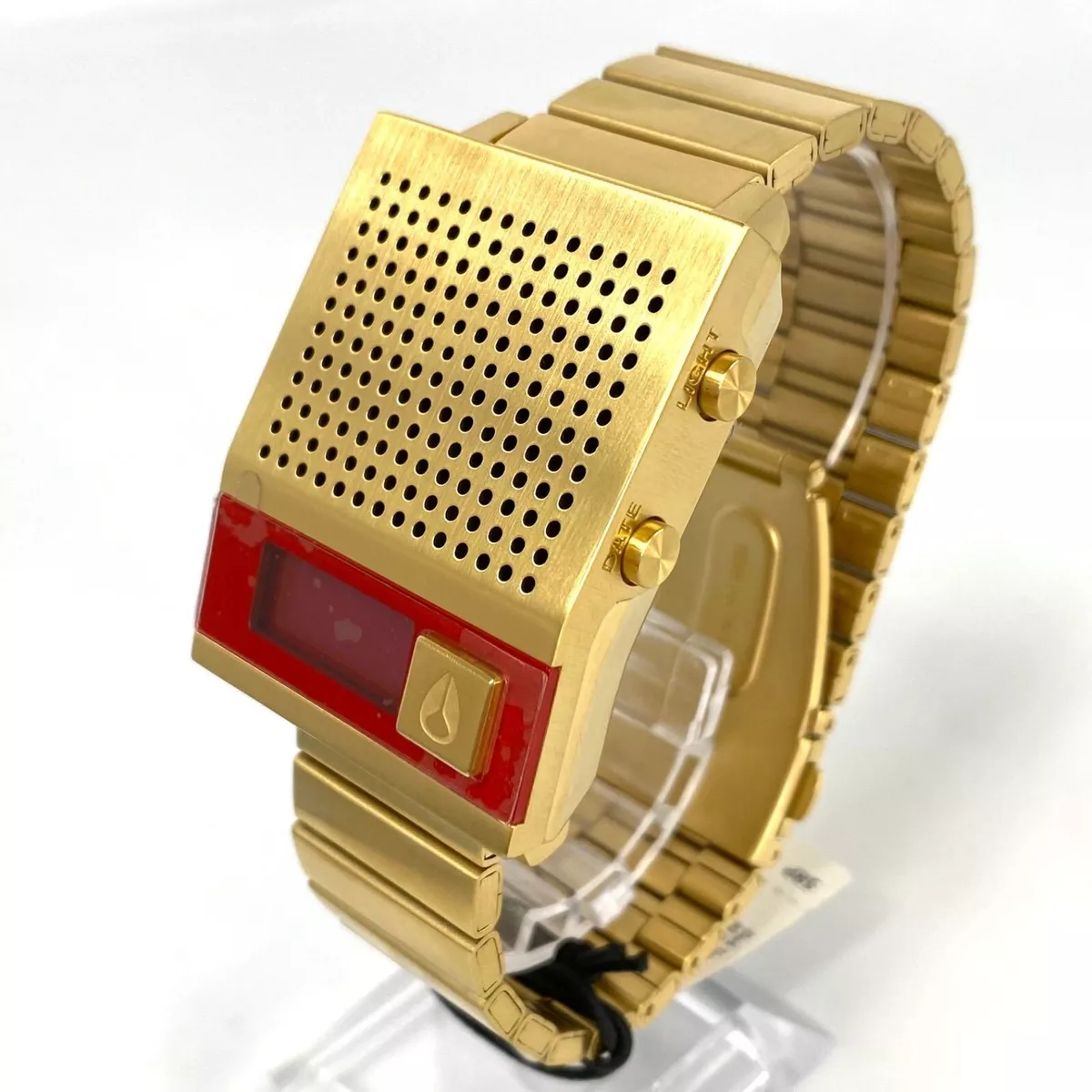 Nixon Dork Too Gold-Tone Steel Red Dial Digital Quartz Mens Watch