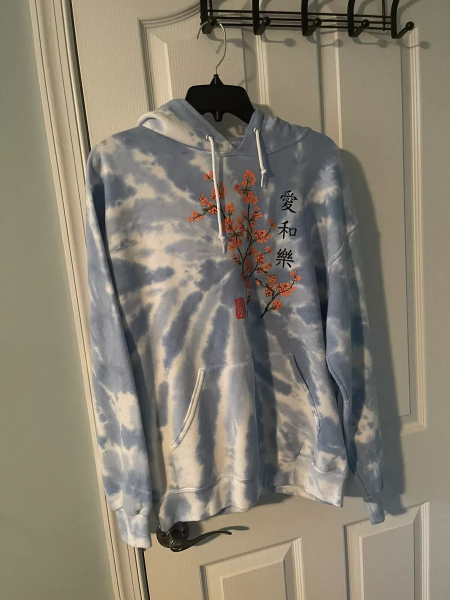 Artist Union Cherry Blossom Japan Size Small Sweatshirt Hoodie Tie Dye Blue NEW