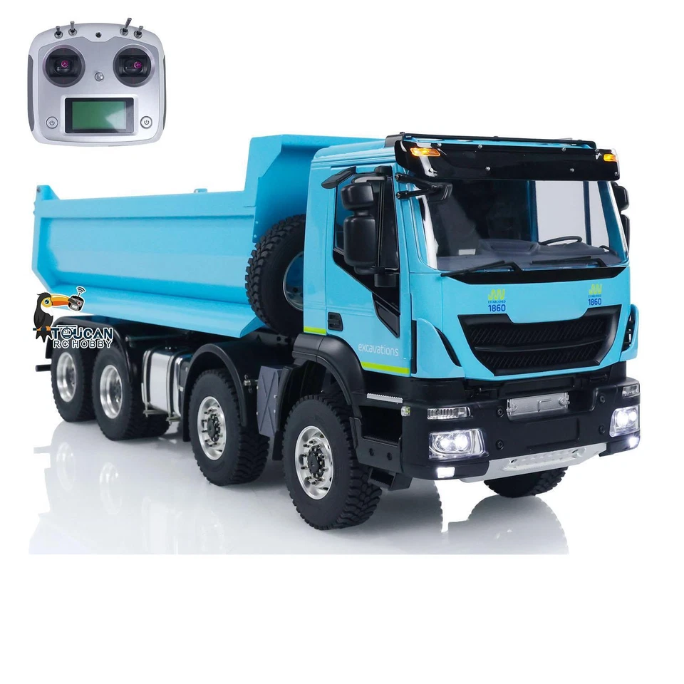 1/14 Hydraulic RC Dump Truck Metal 8x4 2-speed Radio Control Tipper Car Model - Image 4 of 4