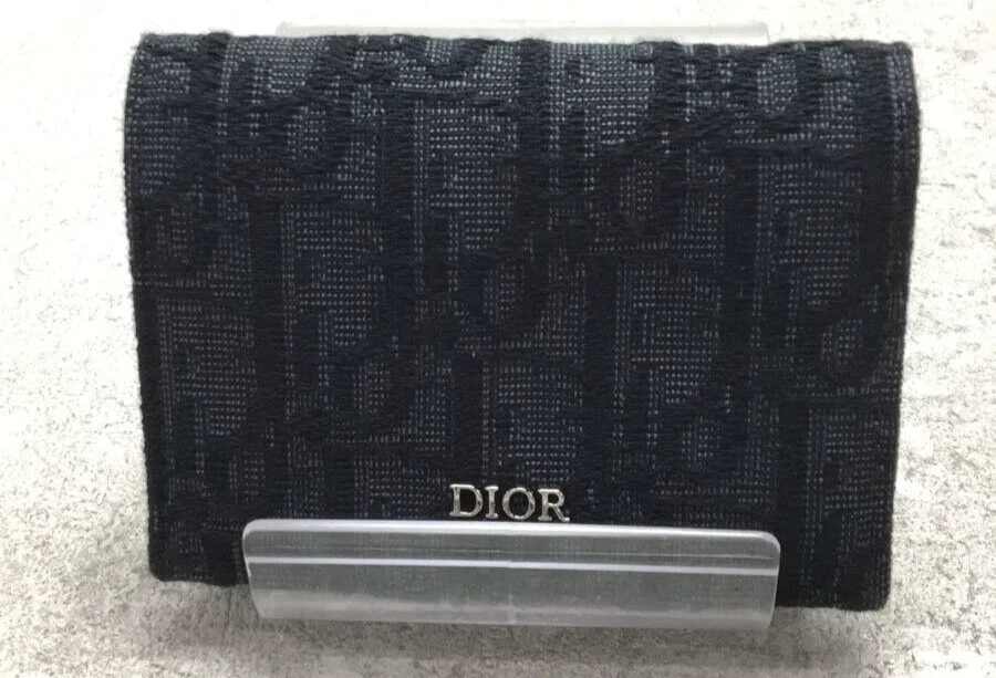 Christian Dior Card Case Wallet 10 BO 0251 Oblique Jacquard /Smooth Carf Leather