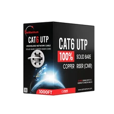 1000FT CAT6 ETL CMR Ethernet Cable 23AWG UTP 550Mhz Solid Bare Copper Wire White