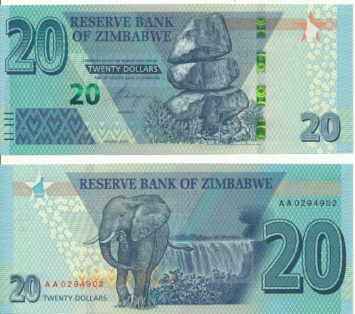 Zimbabwe / Zimbabwe [135] - 20 dolarów 2020 UNC - Wybierz nowy - Zdjęcie 1 z 1
