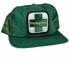 Vintage USA MADE Patch Trucker Hat Snapback Green Cap The BIG-PLUS Perform Tools