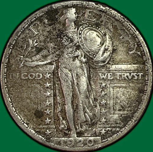 1920 Standing Liberty Quarter Extremely Fine XF Coin, Minor Corrosion #37769