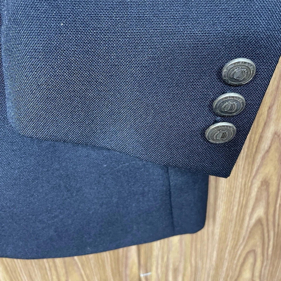 Jaqueta Blazer Park Avenue Masculina 40R Azul Marinho Peito Duplo Pico Botões Prata - Imagem 3 de 4