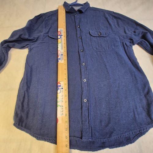 WOOLRICH Shirt Mens XL Flannel Button Front Long Sleeve Cotton Blue - Picture 8 of 10