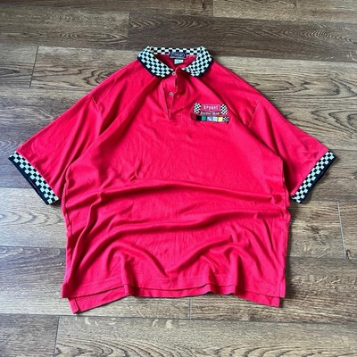 Vintage 90s Made in USA Vantage Bryant Racing Team Checkered Indycar Polo Large