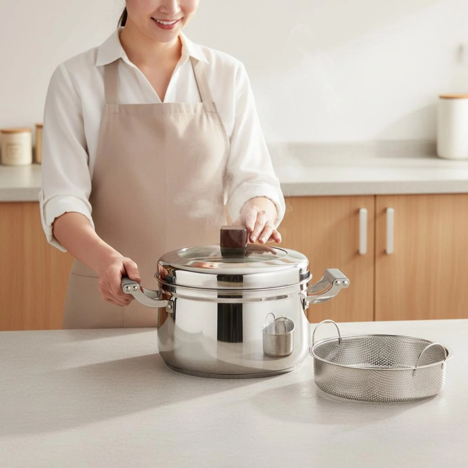 Japanese Design Steam Rice Pot Transparent Glass Lid Cooking Appliance