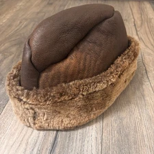 Mad Bomber Cossack Leather & Fur  100% Shearling Hat - Medium