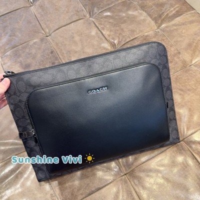 NWT COACH Ethan Portfolio In Signature Canvas Gunmetal/Charcoal