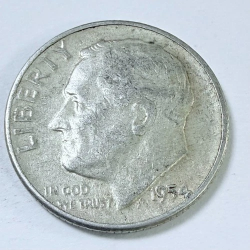 1954 Roosevelt 10c Dime 90% Silver Circulated Coin #7796