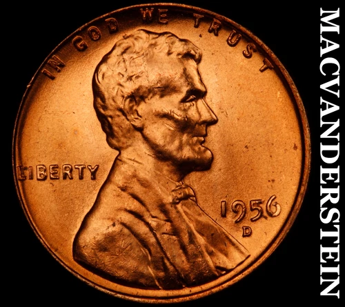 1956-D Lincoln Wheat Cent- Choice Gem Brilliant Uncirculated No Reverse #J4042