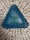 Fenton Blue Glass Hobnail Triangular Ashtray 4”