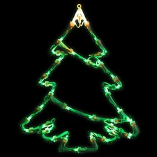 Northlight 15" Lighted Tree Christmas Double Sided Window Silhouette Decoration