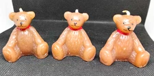 Brown Teddy Bear Candle Old Fashioned 2" Set of 3