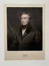 Antique Engraving Portrait of Edward Earl of Falmouth by H.T. Ryall, 1836