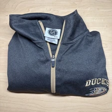 NHL ANAHEIM DUCKS HOCKEY 1/4 ZIP PULLOVER ACTIVE SHIRT GRAY MENS MEDIUM EUC