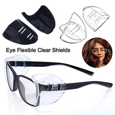 1-Pair  Flexible Slip-On Side Shields for Eyeglasses – Universal Safety Shields