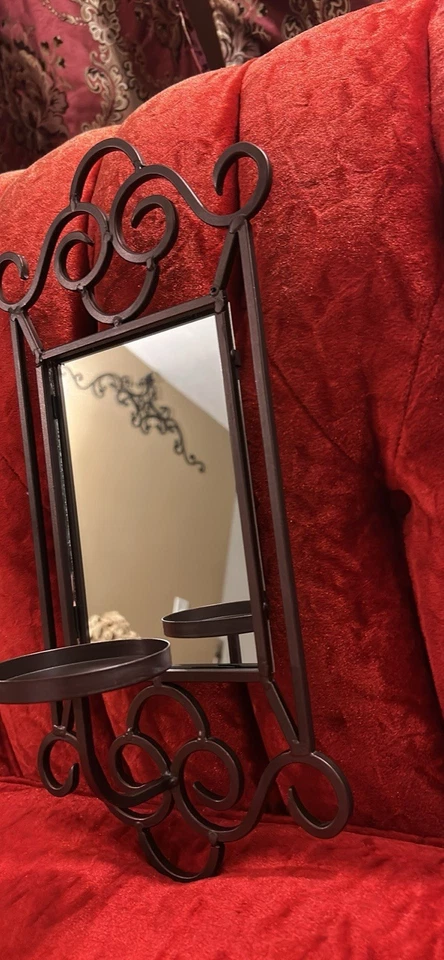 San Miguel Vista Wall Sconce Rustic Finish Iron With Mirror And Candle - Image 4 of 4