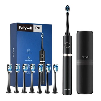 FAIRYWILL Electric Toothbrush mit Etui | Elektrische Schall-Zahnbürste | 10tlg Set
