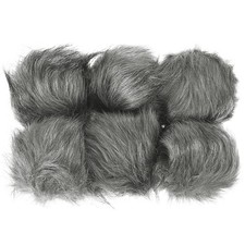 6Pcs Fluffy Soft Faux Fur Pom Poms for Hats with Elastic Loop, Grey