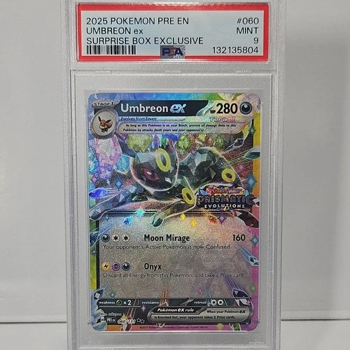 Umbreon ex Prismatic Evolutions Holo Promo PSA 9 Surprise Box 2025, Pokemon