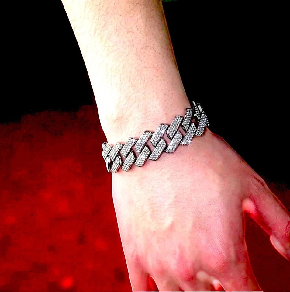 Men’s Iced Out 14K Gold Miami Cuban Bracelet 20mm Hip Hop Wrist Chain Bling - Image 3 of 3