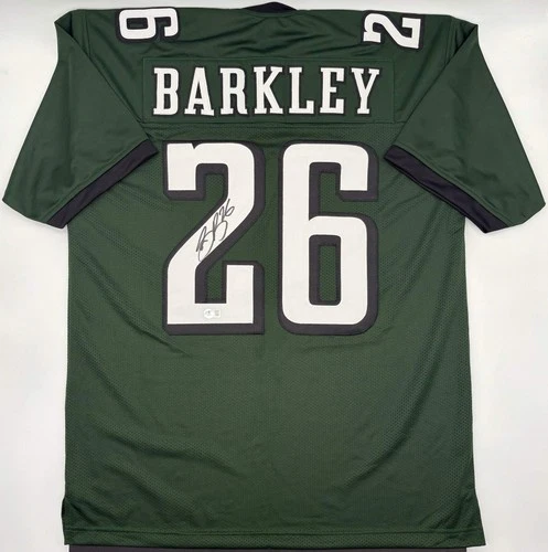 Saquon Barkley Autographed Philadelphia Eagles Green Custom Football Jersey Beck