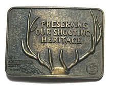 Vintage NRA Preserving Our Shooting Heritage Hunting Buck Antler Belt Buckle