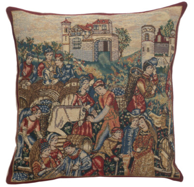 Cushion Cover - Wine Merchants - Medieval Art Throw Pillow Cover 16x16 in New