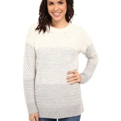 BRIGITTE BAILEY SOPHIE OMBRE KNIT SWEATER TOP HEATHER GREY/CREAM SMALL