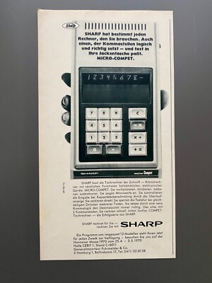 Sharp Micro-Compet Tischrechner Rechner retro 1970 Vintage Ad Werbung Reklame