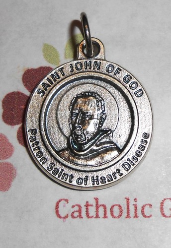 Saint St John of God - Patron St of Heart Disease - Silver Tone Round- Medal - Picture 2 of 3