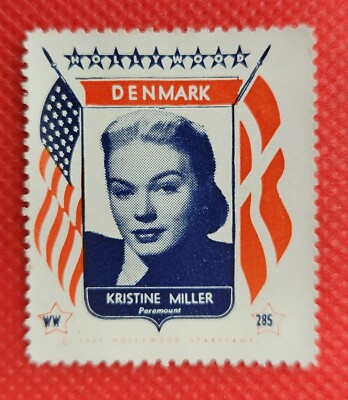 Kristine Miller Denmark 1947 Hollywood Screen Movie Stars Stamp Trading Card