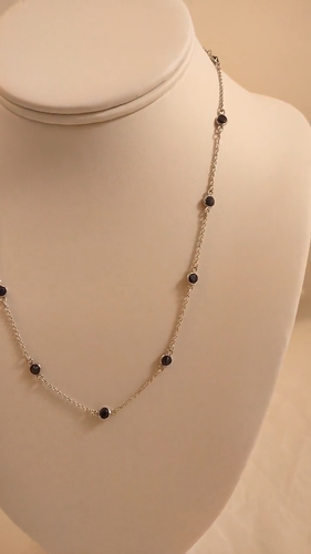 6 Ct Round Cut Lab Created Black Onyx Men's Station Necklace 14K White Gold Over - Video 1 of 1