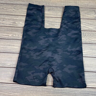 SPANX large womens leggings athletic wear seamless camouflage black gray 