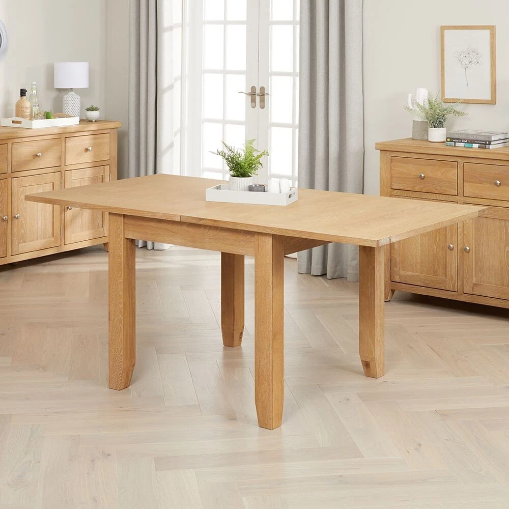 Limed oak extending dining table deals